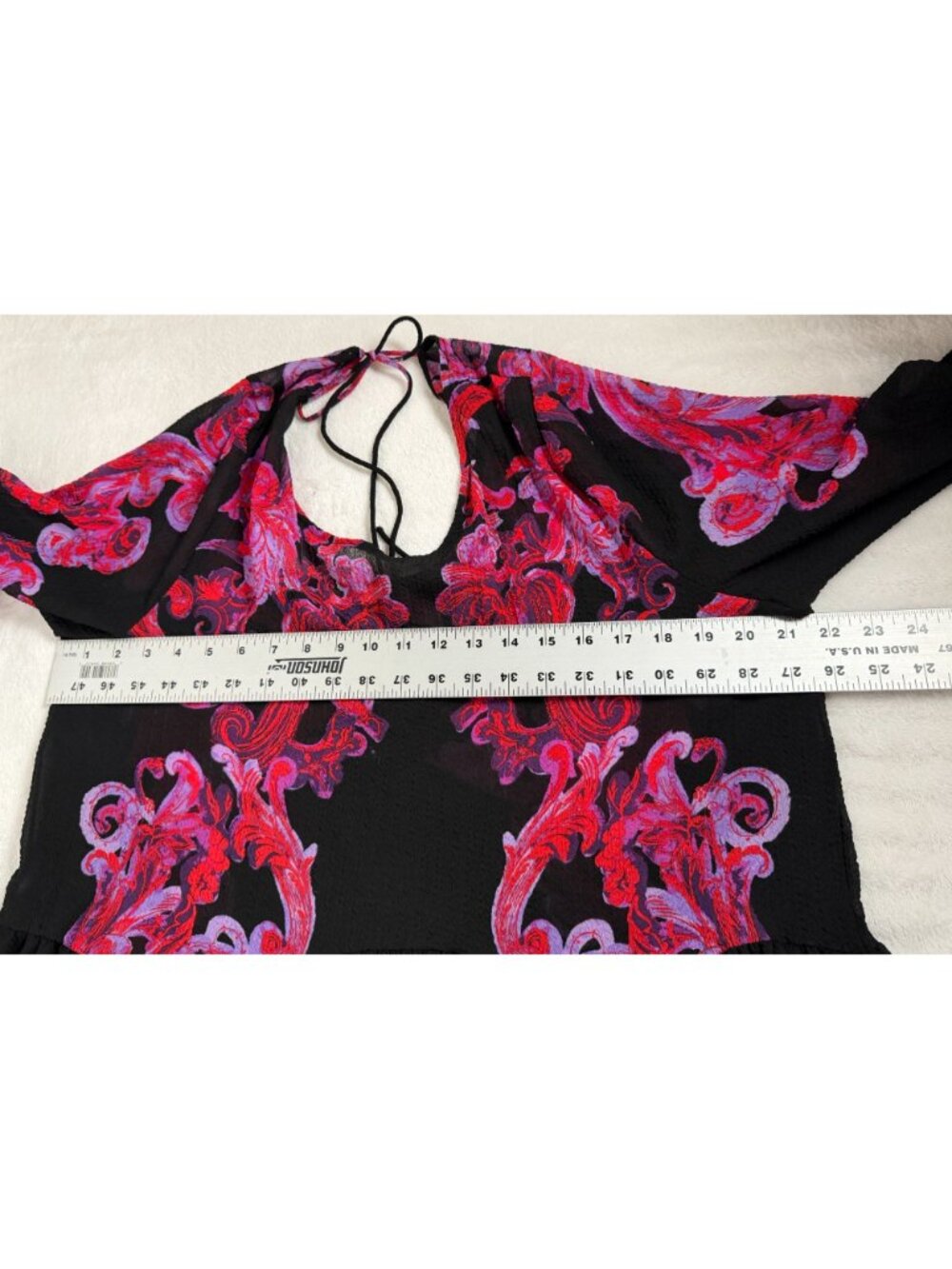 Intimately Free People Symphony Sheer Tunic Dress Paisley Bell Sleeve Large - Picture 7 of 8